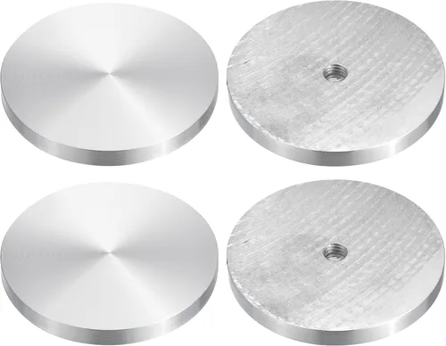 Vista 33 de uxcell M6 Rosca 0.787 in de diámetro de forma redonda de aluminio disco hardware 1pcs, aluminio círculo disco vidrio adaptador superior para mesa