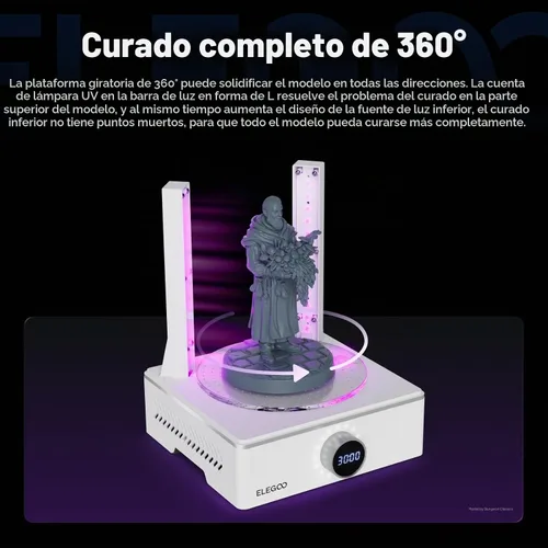 Vista 4 de ELEGOO Mercury X Bundle, máquina de lavado y curado para modelos grandes impresos en 3D con resina, compatible con impresoras Saturn, Mars MSLA