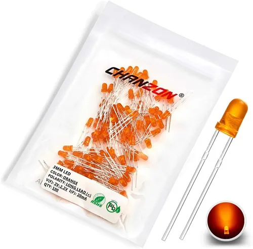 Vista 10 de Chanzon Kit surtido de luces de diodo LED de 0.118 in, 60 piezas (6 colores x 10 unidades), paquete (lente redonda difusa CC 3 V 20 mA) lámpara