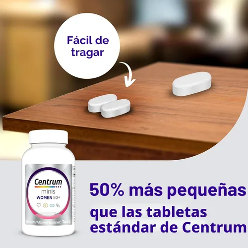 Vista 6 de Centrum Minis Silver Multivitamínico para mujer 50 Plus, suplemento multimineral con vitamina D3, vitaminas B, ingredientes sin OMG, apoya