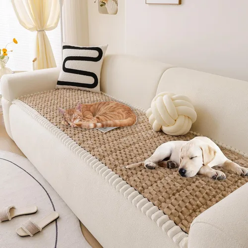 Vista 10 de HANDONTIME Funda para sofá de perro con diseño geométrico de jacquard, fundas de sofá lavables, divertidas y esponjosas, funda de cojín para sofá