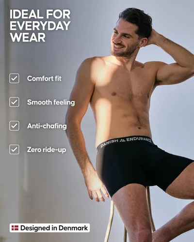 Vista 3 de DANISH ENDURANCE Men's Cotton Boxer Briefs, Soft, Breathable, 6 & 10-Pack negro (Black 10-Pack)
