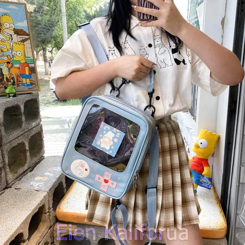 Vista 2 de Eien Kaliforua Ita Bag - Bolsa de 3 vías para mujer, diseño de consola de juegos, mochila Kawaii de dibujos animados