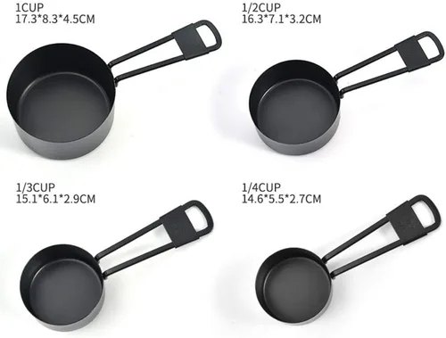 Vista 2 de Hemoton Juego de 4 tazas medidoras líquidas e ingredientes secos, herramientas de medición de cocina para hornear y cocinar, 6.81 x 3.26 x 1.77