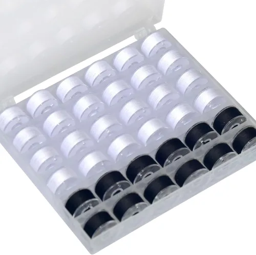 Vista 8 de 36 bobinas e hilos de coser con estuche de bobina de plástico para múltiples máquinas de coser, juego de bobinas preenrolladas (bobinas de plástico)