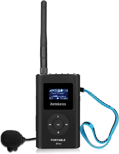 Vista 3 de Retekess Transmisor FM FT11, transmisor de transmisión FM portátil (negro) para iglesia, película de autocaravana, estacionamiento, estación