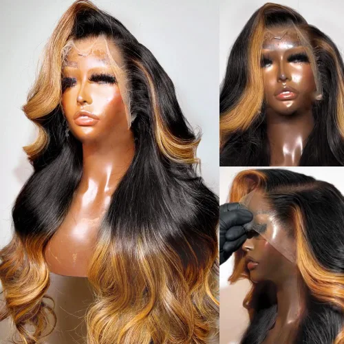 Vista 24 de BAIICS Pelucas de cabello humano rubio miel con encaje frontal transparente HD de 13 x 6 pulgadas, peluca frontal de encaje transparente HD 12A