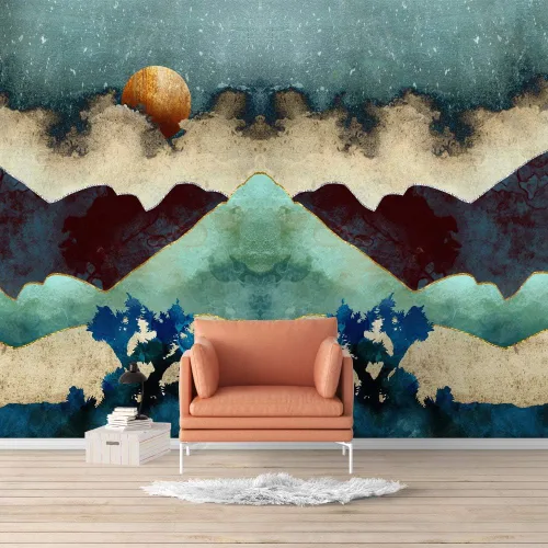 Vista 35 de SIGNFORD - Mural de pared de estilo nórdico con papel tapiz de paisaje natural extraíble para dormitorio o sala de estar.