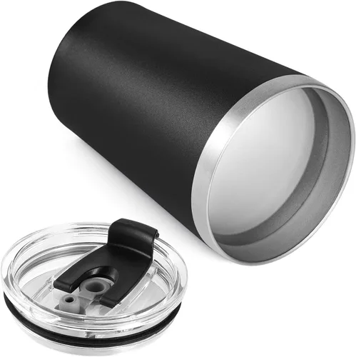 Vista 7 de VEGOND - Vaso térmico de acero inoxidable de 12 onzas con aislamiento al vacío de doble pared, vaso para viaje con tapa y pajita reutilizable Negro