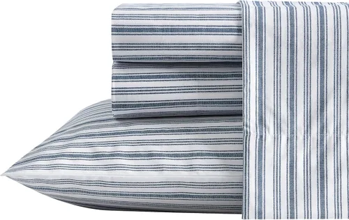 Vista 55 de Nautica - Sábanas, juego de ropa de cama de percal de algodón con funda de almohada a juego, vigorizante y fresco, bolsillo profundo