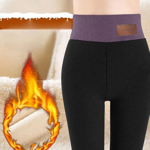 Vista 4 de Mallas con forro polar para mujer, cálidas, con forro de sherpa, talla grande, pantalones de nieve, pantalones térmicos para clima frío