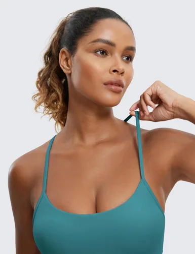 Vista 3 de CRZ YOGA Butterluxe - Brasier deportivo con espalda en Y para mujer, con espalda cruzada, de bajo impacto, tirantes delgados, para entrenamiento