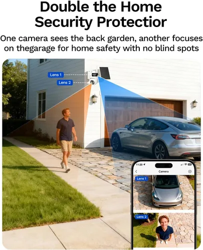 Vista 3 de LongPlus AOV WiFi Outdoor Security Camera, Dual Lens, 2K+2K