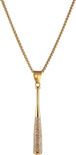 Vista 3 de Hip Hop Jewelry Iced Out Cross Baseball Bat Pendant Sports 18k Gold Plated Necklace for Men Women