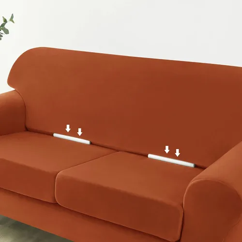 Vista 3 de OBCREAT 2 fundas para sofá, fundas de terciopelo elástico para sofá, funda suave para sillón con parte inferior elástica, protector de muebles