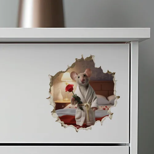 Vista 6 de Calcomanía de pared 3D con agujero de ratón para regalo del día de San Valentín