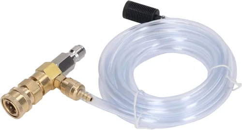 Vista 3 de Kit de inyector químico con inyector descendente ajustable de acero inoxidable de latón, tubo de 9 8 pies, 5000 PSI para juegos de herramientas