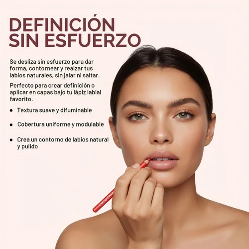Vista 6 de Palladio Lápiz delineador de labios, de madera, firme pero suave, contornea y delinea con facilidad, labios perfectamente delineados, cómodo