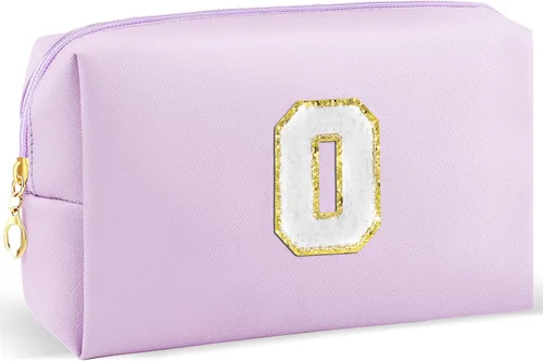 Vista 75 de URSKYTOUS Regalos para niñas, bolsa de maquillaje con inicial, bolsa de cosméticos personalizada con cremallera, bonita bolsa de aseo de viaje, Azul
