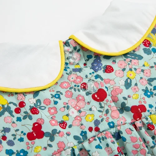 Vista 5 de Simplee kids Vestido azul claro para niñas Vestido de verano para niñas Vestido floral para niños pequeños Vestido de bebé azul