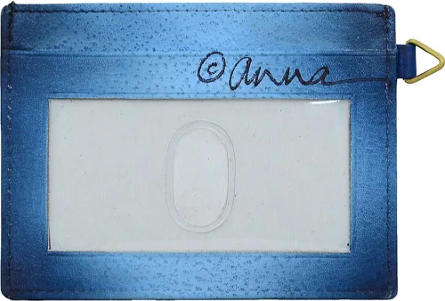 Vista 2 de Anna by Anuschka Funda para tarjetas de crédito de piel auténtica pintada a mano para mujer