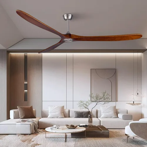Vista 13 de Ventilador de techo de madera para interiores y exteriores de 52 pulgadas, ventilador de techo CC de 3 aspas con control remoto, 2 varillas Cuerpo