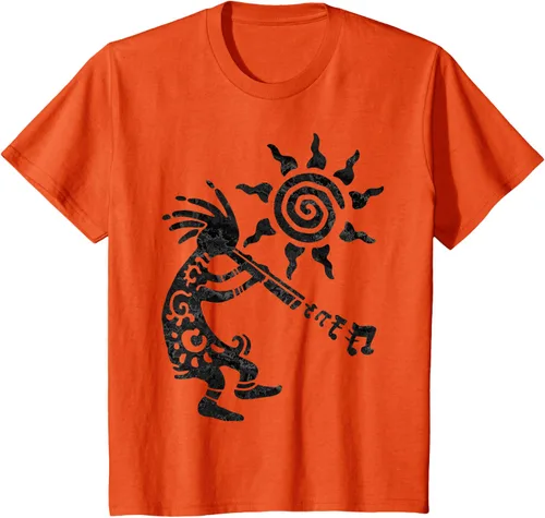 Vista 30 de Native American Kokopelli Musican With Flute 2 - Camiseta divertida para fanáticos, Blanco, S