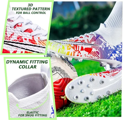 Vista 3 de HESBITEUL Zapatos de fútbol cómodos para hombre, para exteriores, interiores, para niños, para estudiantes de fútbol, zapatos deportivos de alta