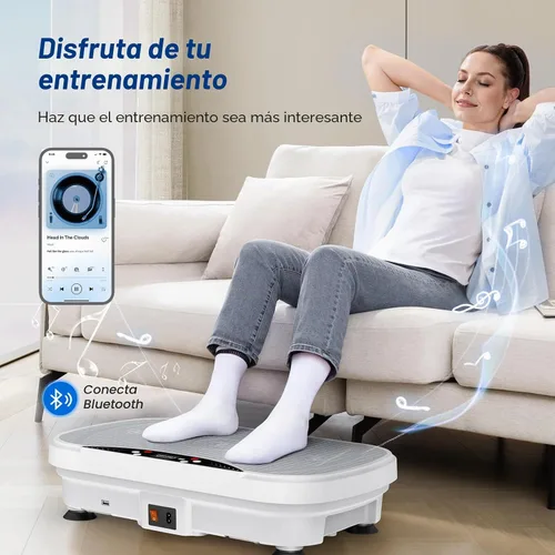 Vista 2 de Merach V28 Vibration Plate Exercise Machine with 99 Speeds & Bluetooth 9 Presets, Resistance Bands, 330lbs Capacity, Vibration Platform for Gris