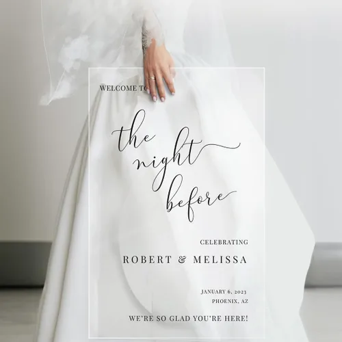 Vista 5 de Letrero personalizado de la noche antes de la boda, letrero personalizado de bienvenida a la noche anterior, cartel de boda para ceremonia de cena