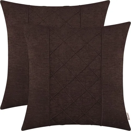 Vista 28 de BRAWARM Fundas de almohada 40x40 cm - Paquete de 2 fundas de almohada de chenilla negra, fundas de almohada de chenilla suave teñida sólida