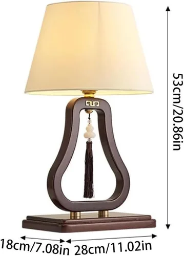 Vista 2 de Lámpara para escritorio, lámpara de mesa de noche, estilo retro, sala de estar, estudio, sala de té, lámpara de tela de madera maciza, lámparas