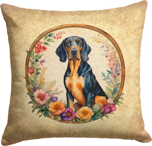 Vista 198 de Caroline's Treasures DAC2072PW1414 Affenpinscher and Flowers - Almohada decorativa de tela, lavable a máquina, para interiores y exteriores