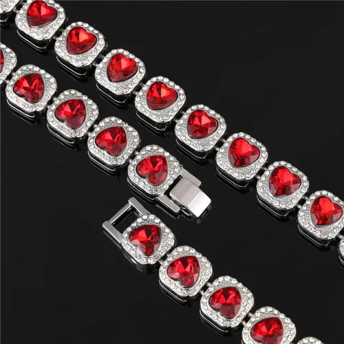 Vista 2 de Apzzic Cadena de tenis cuadrada de 0.512in, micropavé, circonita cúbica, 1 fila de diamantes Hip Hop joyería para hombres y mujeres