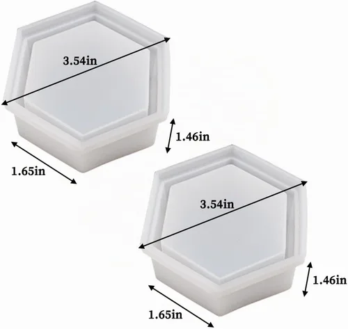 Vista 3 de Wehous 2 Piezas Moldes de Silicona para Frascos de Velas Hexagonales, Moldes de Silicona de Contenedor Geométrico Maceta para Resina Hormigón 2