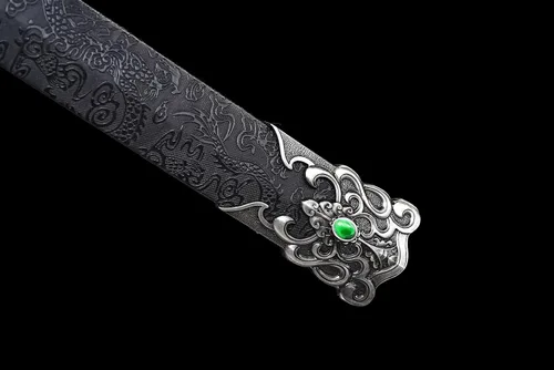 Vista 7 de Espada china Han Jian alto manganeso acero afilado hoja bestia protector de Negro