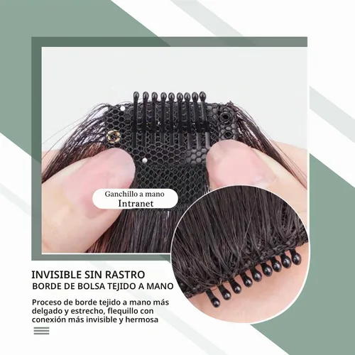 Vista 6 de 2 piezas de flequillo con clip de cabello humano real, flequillo falso con clip para el cabello para mujeres, flequillo tenue curvado con postizos