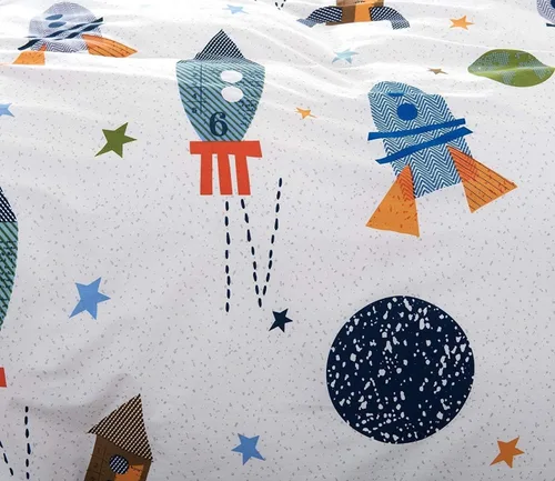 Vista 7 de Brandream Juego de cama para niños galaxia espacial Set de cobertor tamaño full y queen, Algodón, A, gemelo