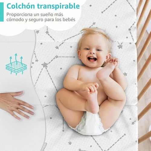 Vista 7 de YENING Colchón plegable de 38 x 26 pulgadas, impermeable, para Pack N Play Matress Topper transpirable