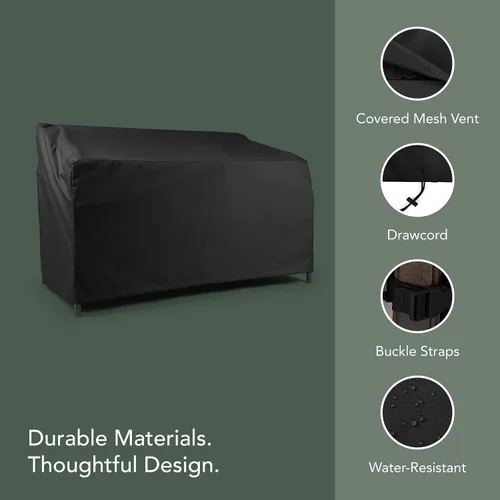 Vista 4 de Covermates Funda para sofá de patio al aire libre, poliéster resistente, resistente a la intemperie, dobladillo con cordón, fundas para asientos