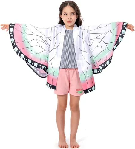 Vista 4 de Vaianie Kimono para niños, disfraz de cosplay, cárdigan, chaqueta, bata, capa de anime