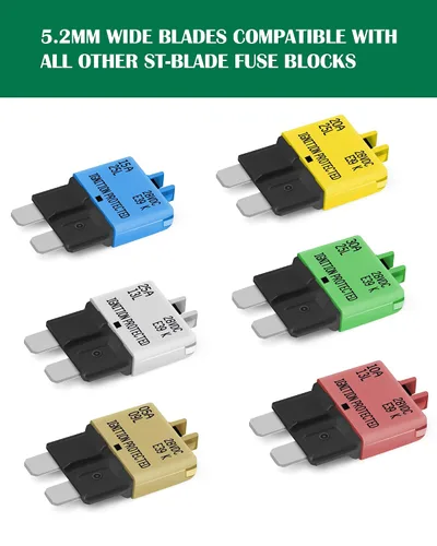 Vista 2 de LENKRAD Fusible reiniciable automotriz 5A, 10A, 15A, 20A, 25A, 30A, ATC, ATO, surtido de fusibles de reinicio manual para automóvil, disyuntor