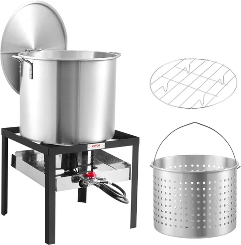 Vista 15 de VEVOR Freidora de Pescado y Alitas de 10 Qt, Kit de Freidora de Pescado de Propano de Aluminio, Freidora Profunda para Exteriores Olla para Mariscos