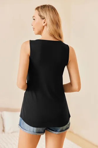 Vista 5 de Ekouaer Camisetas sin mangas para lactancia materna para mujer, de doble capa, ropa de embarazo de verano