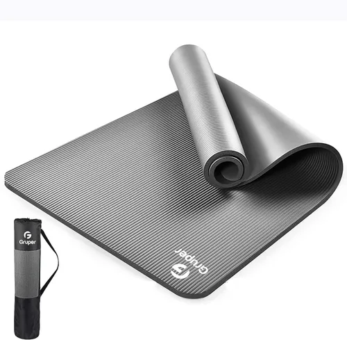 Vista 10 de Gruper Esterilla de yoga antideslizante NBR extra gruesa, 72 pulgadas de largo x 32 pulgadas/24 pulgadas de ancho x 0.6 pulgadas de grosor