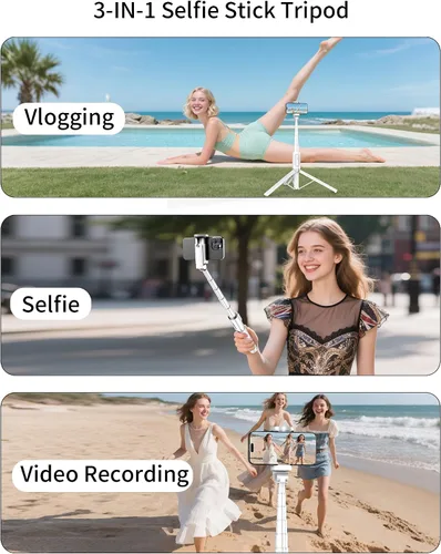Vista 6 de Trípode para selfie Stick – Trípode para iPhone con control remoto, soporte ligero para teléfono Android, soporte extensible compatible con todos