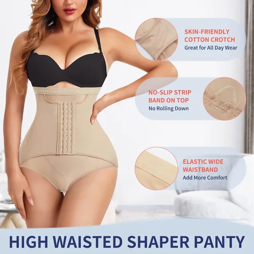 Vista 4 de HAENPISY Calzones levantadores de glúteos para mujer cintura alta control de abdomen moldeadores de cintura faja moldeadora