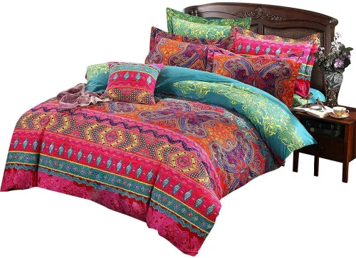 Vista 106 de ABREEZE Juego de funda de edredón tamaño individual con cierre de botón, 100% algodón egipcio, juego de ropa de cama floral de granja, color rosa, 3