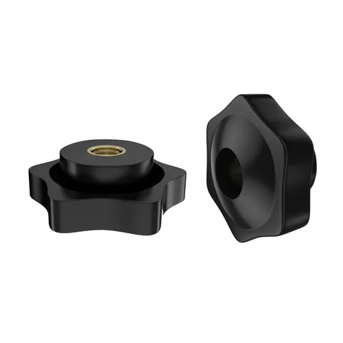 Vista 6 de 12 manijas de plástico de flor recta negra, tornillos de ala de acero al carbono M6x10mm, tornillos de sujeción