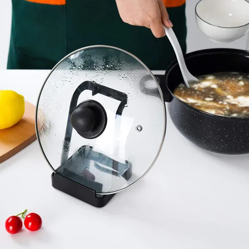 Vista 7 de NiHome Versátil tapa para olla, soporte para cucharón, almohadilla multiusos para espátula, tabla de cortar, soporte para cucharas, utensilios